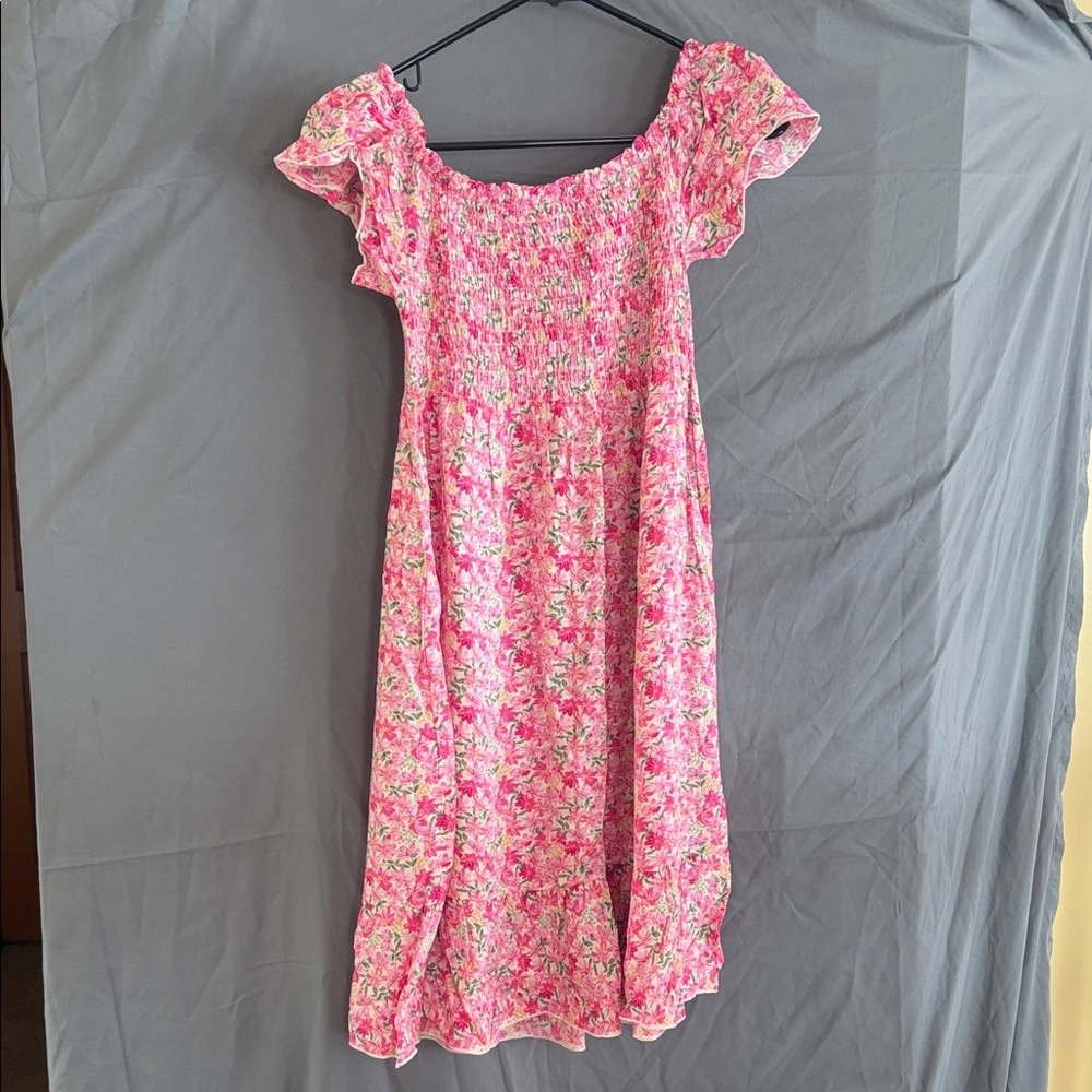 Floral Pink Off-Shoulder Dress